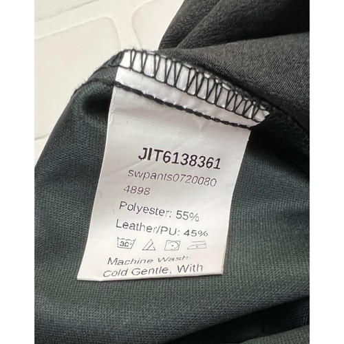 Shein Kunstleder High Rise Hose Medium Cargo Pattentasche Frontnaht schwarz - Bild 5 von 6