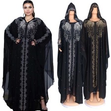 2pcs Women Rhinestone African Dresses Dubai Abaya Batwing Kaftan Caftan Dashiki