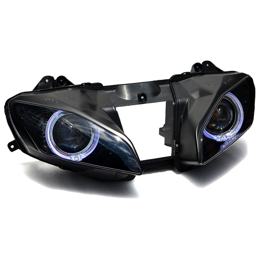 White Angel Halo Eyes Projector Headlight Assembly For Yamaha YZF R6 ...