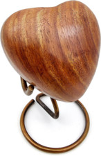 Wooden Heart Urn Keepsake Cremation for Human pet Ashes Handcrafted Brown