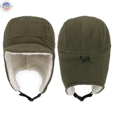 Men's Fleece Thermal Skull Cap Warm Winter Hat with Ear Flaps Cold Weather Hat