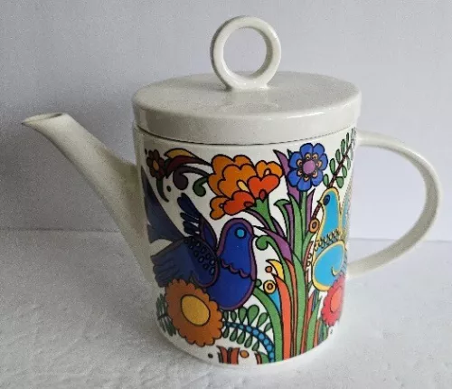 Vintage mid century MCM Villeroy & Boch Luxembourg Acapulco Teapot.  5.75” High