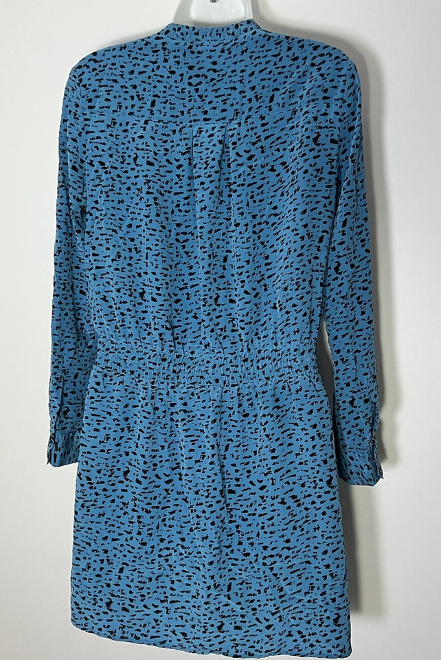 Vestido Robert Rodriguez Mujer Talla 6 Azul Estampado Animal Seda Cintura Elástica V-Nexk Foto 2 de 4