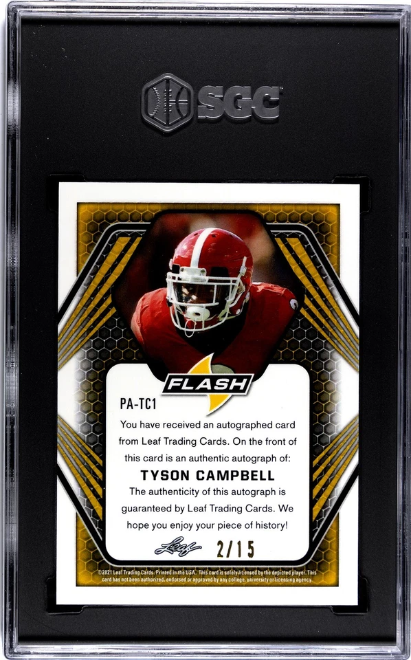 2021 Leaf Flash Tyson Campbell Portrait PINK /15 SGC 9.5 w/10 AUTO - Image 2 of 2