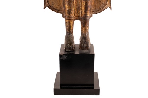 Antiker, stehender Buddha, vergoldete Bronze, Thailand, Ayutthaya -Per., 17. Jh. - Bild 6 von 13