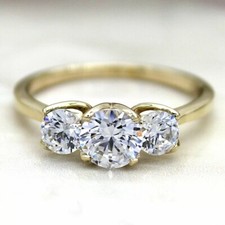 2.6Ct Round Cut Diamond Three Stone Wedding Engagement Ring 14k Yellow Gold Over