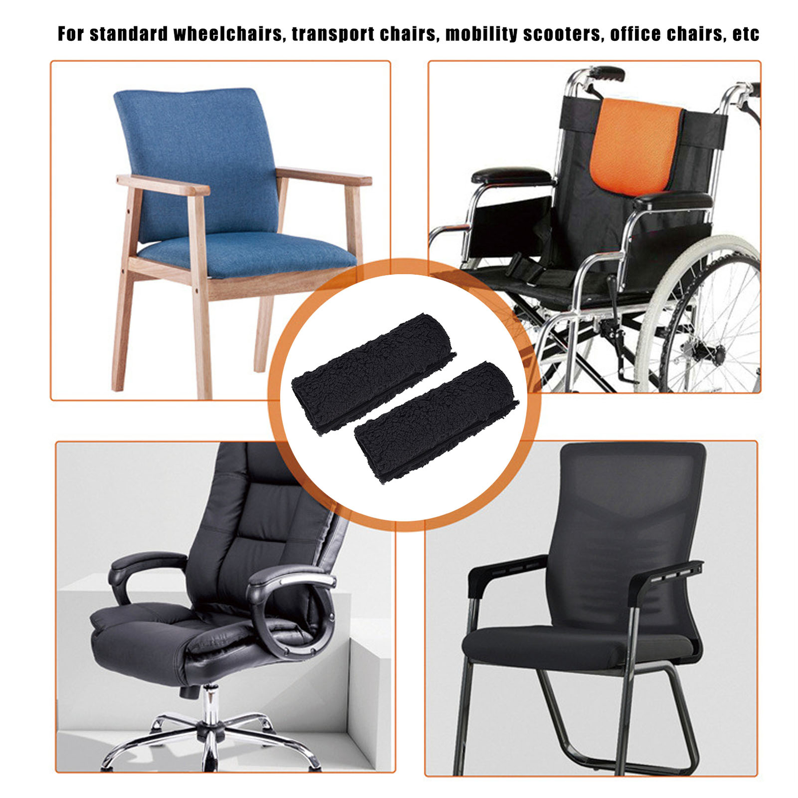 Wheelchair Armrest Cover Lamb Wool Washable Detachable Wheelchair