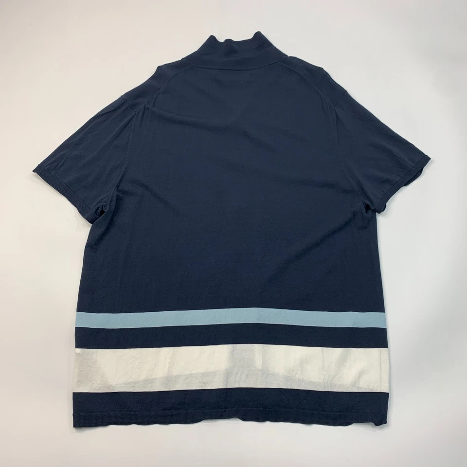 Camisa Perry Ellis Para Hombres XL Extra Grande Azul Marino Viscosa Nylon Mezcla Abotonada Foto 3 de 4