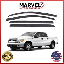 Out-Channel Window Visor Rain Guard Deflectors for Ford F-150 Crew Cab 2009-2014