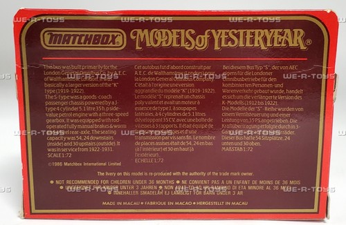 Matchbox Models of Yesteryear Y23 1922 AEC Omnibus Lifebuoy Soap LE 1986 NRFB - Picture 3 of 12