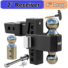 2" Receiver 6" Drop Adjustable Trailer Hitch Tri Ball 15000lb GTW Truck Hitch