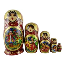 Nesting Dolls 4.5" 5 Piece, Fairy Tale Fairytale Set Russian Matryoshka Set