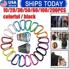 10/200 PCS Aluminum Carabiner D Shape Spring Clip Snap Key Hook Keychain Buckle