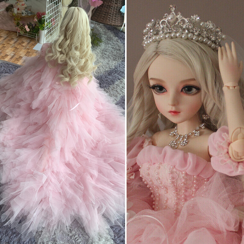 1/3 60cm BJD Doll Girl Full Set Pink Wedding Dress Shoes 1/3 60cm BJD Doll Girl Full Set Pink Wedding Dress Shoes