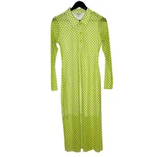 Baum Und Pferdgarten Dress Jupitor Checkered Sulphur Mesh Midi Lined Sheer Sz M