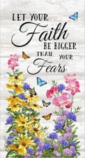 24" X 44" Panel Faith Panel Flowers Butterfly Cotton Fabric Panel D750.29