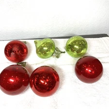 6 Frontgate Christmas Ornaments Semi Clear Glass Red and Green New