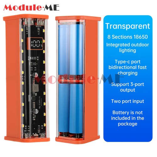 Transparent 8x18650 Battery Box DIY Kit Fast Charging Mobile Power Bank Case - 第 26/26 張圖片