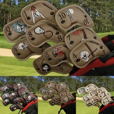 9 X Golf Iron Club Head Cover Embroidered Club Label PU Waterproof For Iron Club