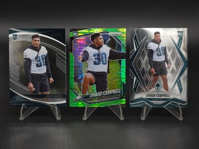 Lot of 3 Eagles Jihaad Campbell Rookie RC Phoenix, Absolute, Prizm Green Pulsar