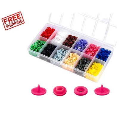 All-in-One 204 Pcs Plastic Snap Buttons with Organizer Box - Ideal for Crafters