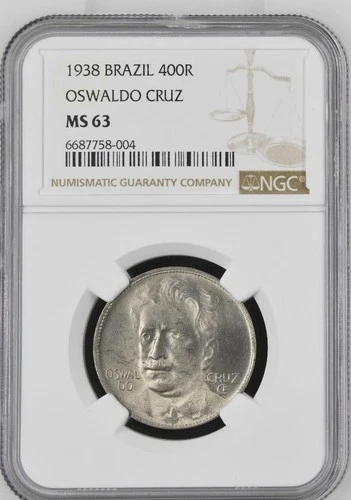 Brazil 400 Reis 1938 Oswaldo Cruz NGC MS 63