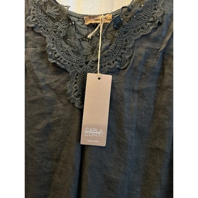 carla conti linen dress Carla Conti | Dresses | Carla Conti Womens Linen Sleeveless Tunic Dress Lace Trimmed Neck Hem Beige S