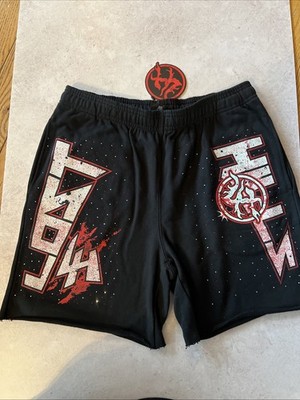 Lost Hills Lg Sweat Shorts Red And White Rhinestones LH5008 $175