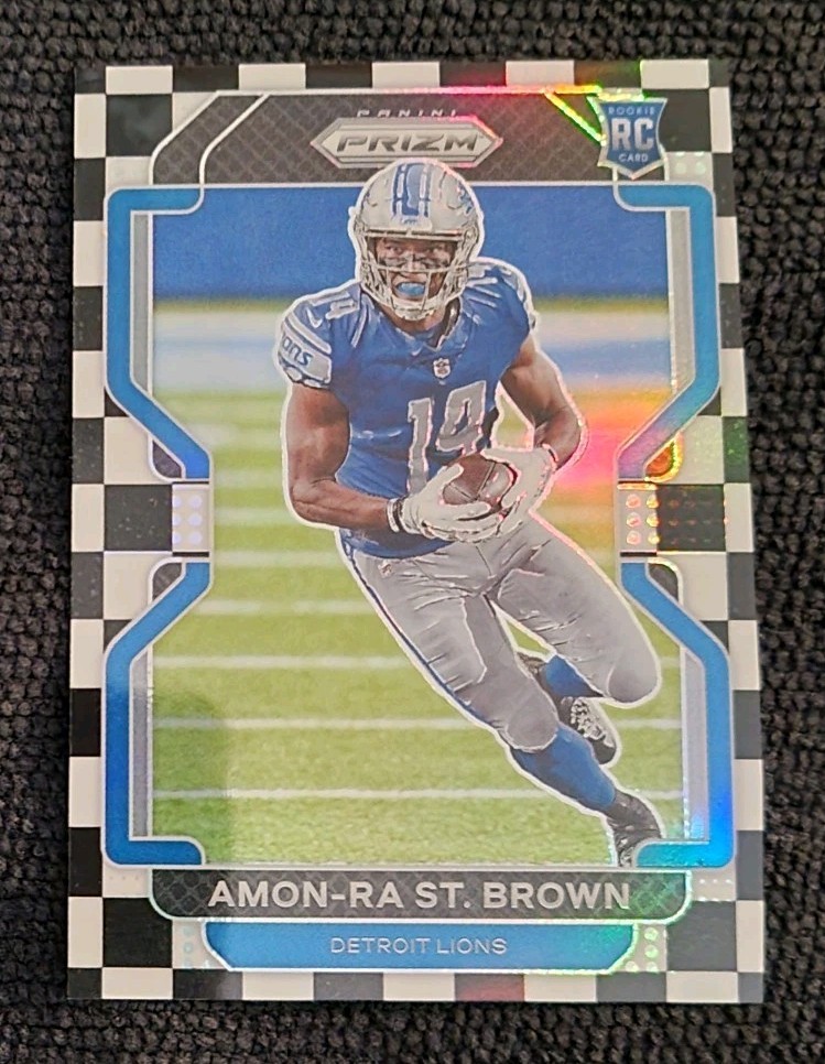 2021 Panini Prizm AMON-RA ST. BROWN Black and White Checker Checkerboard RC #358