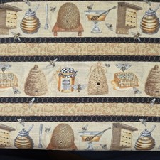 Honey bee striped tan Fabric Sold By The Yard.
