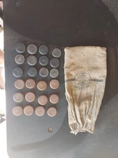 Carrom Game Board Pieces Round Wood 1930's Lot of 24 Vintage Antique