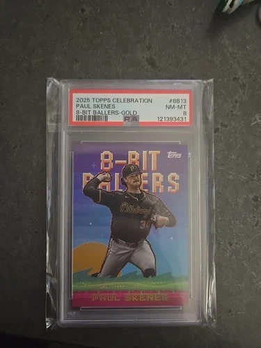 2025 Topps Celebration Paul Skenes 8-bit Ballers Gold /50 Psa 8