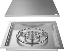 Skyflame 18" Square StainlessDrop in Fire Pit Burner Pan Burner with Cover