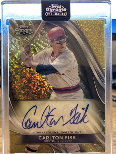 2025 Topps Chrome Black Carlton Fisk Gold Auto 01/50