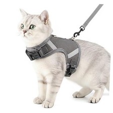 Cat Harness and Leash Escape Proof Kitten Harness Cat Leash for Large Grey