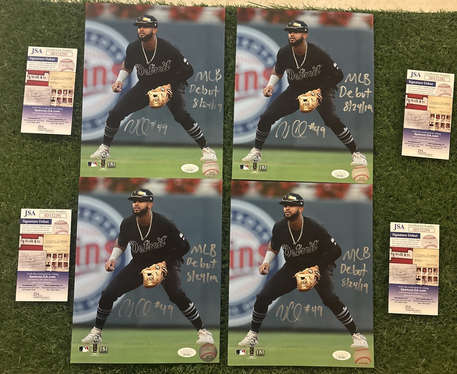 Lot of 4 Willi Castro JSA Authenticated 8x10 Photos MLB Debut Detroit Tigers