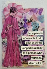 Mixed Media Collage Art Card ACEO ATC Snarky FLAPPER WANT To Do A Lot Of Things 