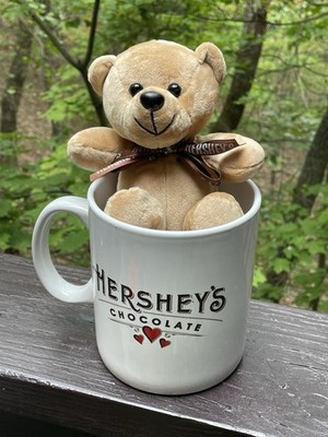 Hershey Chocolate Coffee / Tea Mug Large 28oz W Original Teddy Bear Red Hearts