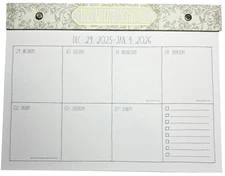 RAE DUNN 2026 Weekly Desk Calendar Pad 12 Month THIS WEEK’S SCHEDULE BOHO Gold