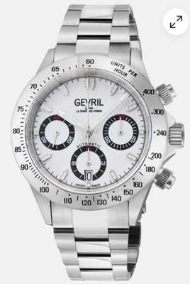 Gevril New Amsterdam Swiss made Automatic Chrono, ETA 7753, White Dial, S/S