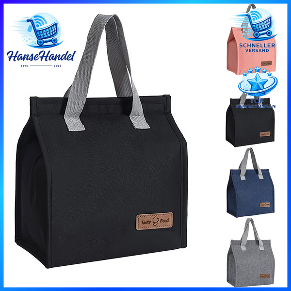 Lunchtasche KüHltasche Klein Schwarz FüR Damen Herren Alltag Freizeit-image