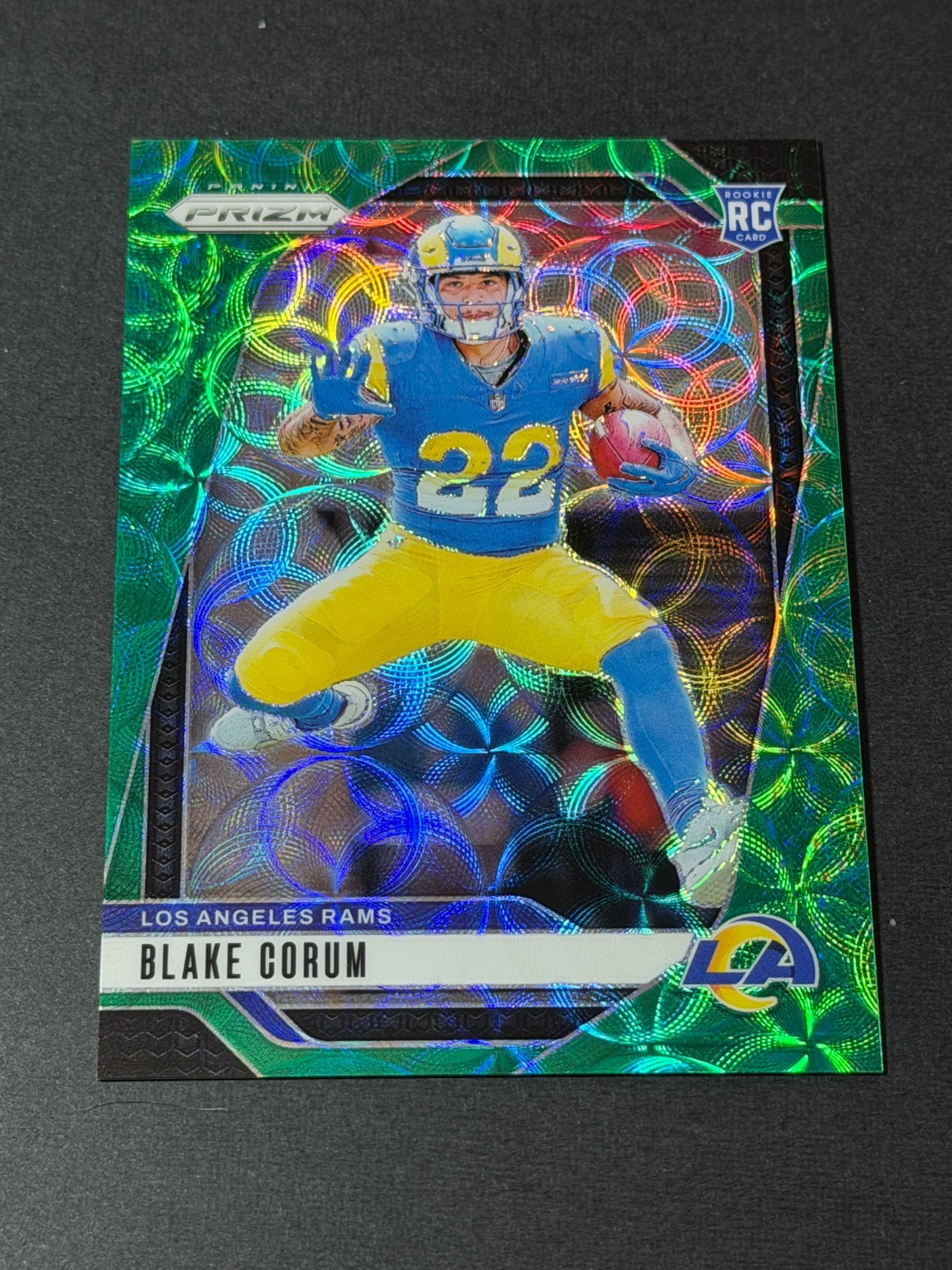 Blake Corum 2024 Panini Prizm #308 Green Scope Prizm (RC) SN# 24/75