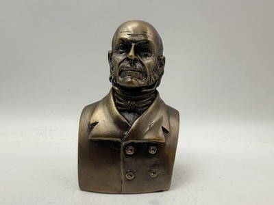 John Quincy Adams Bust Figurine Bronze Tone Presidential Statue Paperweight