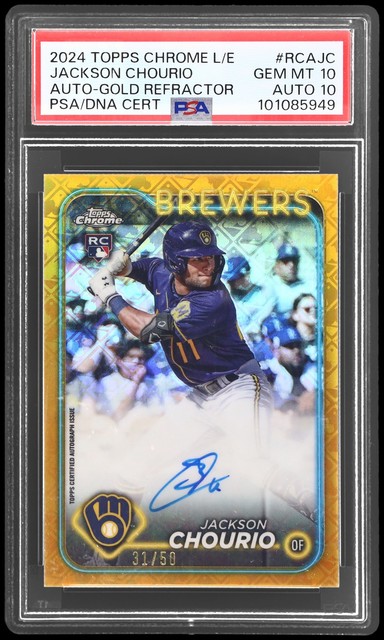 2024 Topps Chrome Logofractor Jackson Chourio #RCAJC PSA 10 RC AUTO 31/50 AUTO