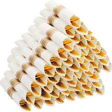 100 Pack Pre Rolled Gold Plastic Silverware Set with Napkins,Disposable Wrapp...