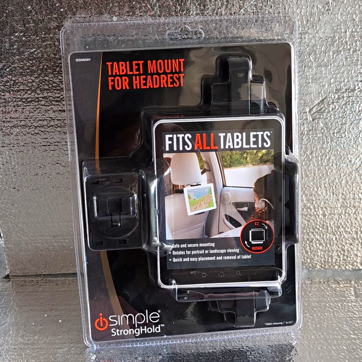 iSimple StrongHold Rotating Car Headrest Tablet Mount 7-10.2 in Black ISSH6501