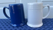 Pair of Fiesta New 20 Ounce Beverage Steins/Mug in Lapis and White. Scarce.