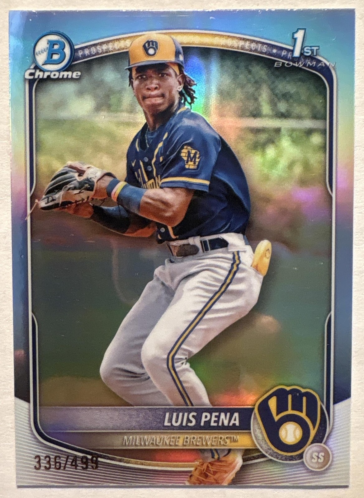 2025 Bowman #BCP-38 Chrome Refractor /499 1st Prospect Luis Pena