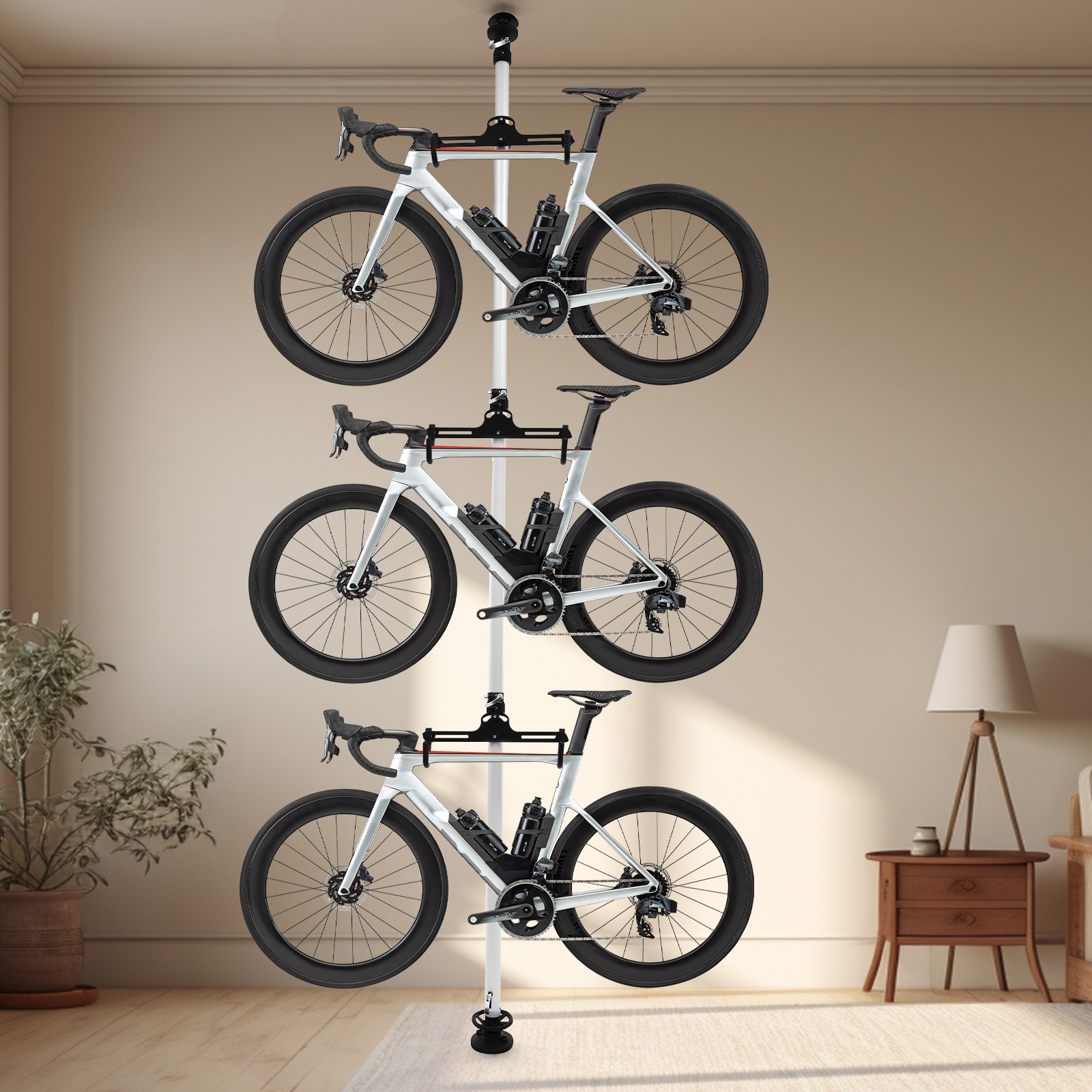 3 Bike Storage Rack Stand, Free Standing Vertical Bike Rack 