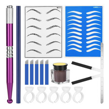 Eyebrow Microblading Kit, Eyebrow Micro Needling Pen Set with Pigment Ink Cups